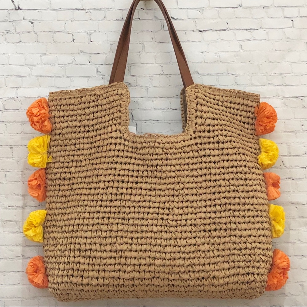 Macy’s Beige Straw Tote Bag New